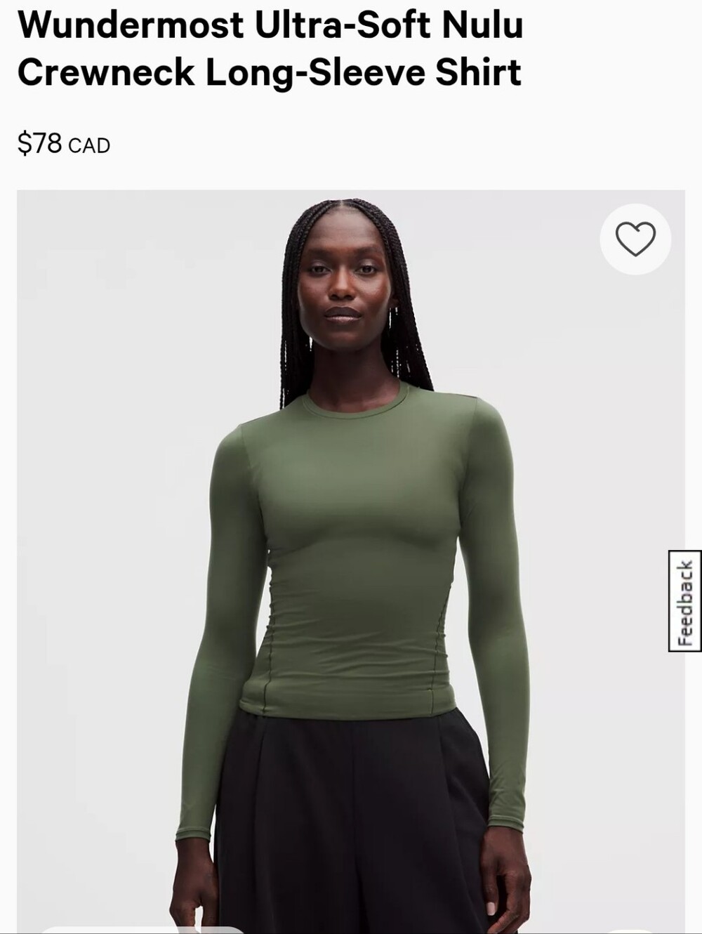 Lululemon Wundermost Ultra-Soft Nulu Crewneck Long-Sleeve Sassy Sage Size L